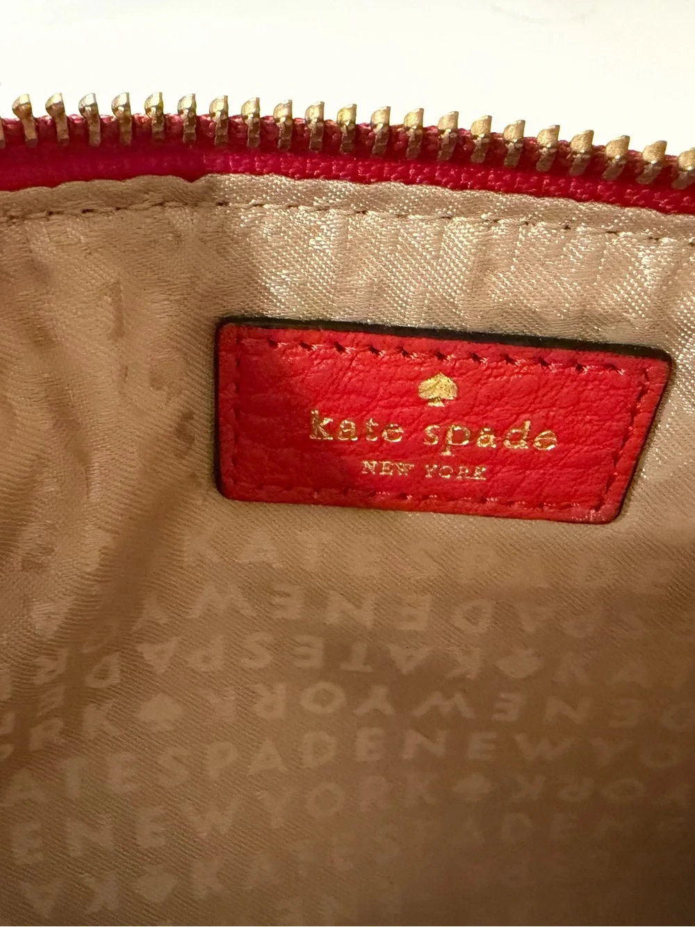 kate spade Red Pebbled Leather Wristlet with Gold Hardware